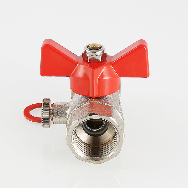 Кран 1/2"х3/8" ВВ шаровый для подключения манометра Valtec (красная бабочка) VT.807.N.0403