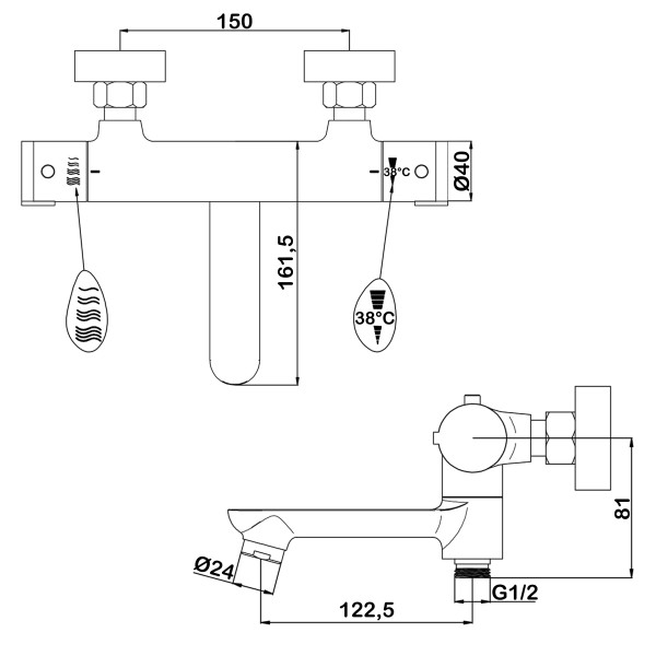 Смеситель для ванны и душа Swedbe Hermes термостат с повортн.изливом черный (9045B) Смеситель для ванны и душа Swedbe Hermes термостат с повортн.изливом черный (9045B)