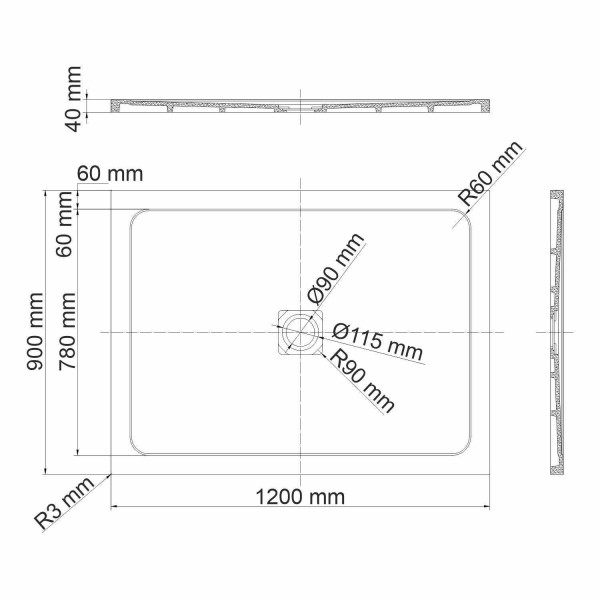 Душевой поддон Wasser Kraft Dinkel 120x90 (58T07)