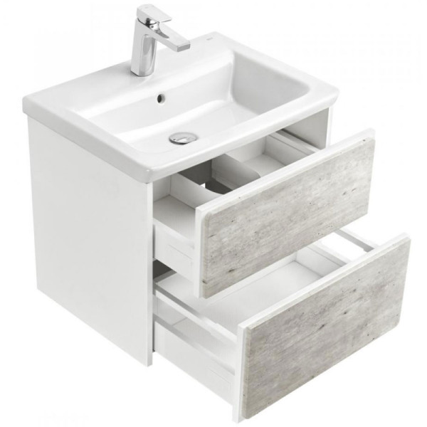 Тумба подвесная Roca Ronda 57,7x41,2x48 Бетон/белый матовый (ZRU9303002)