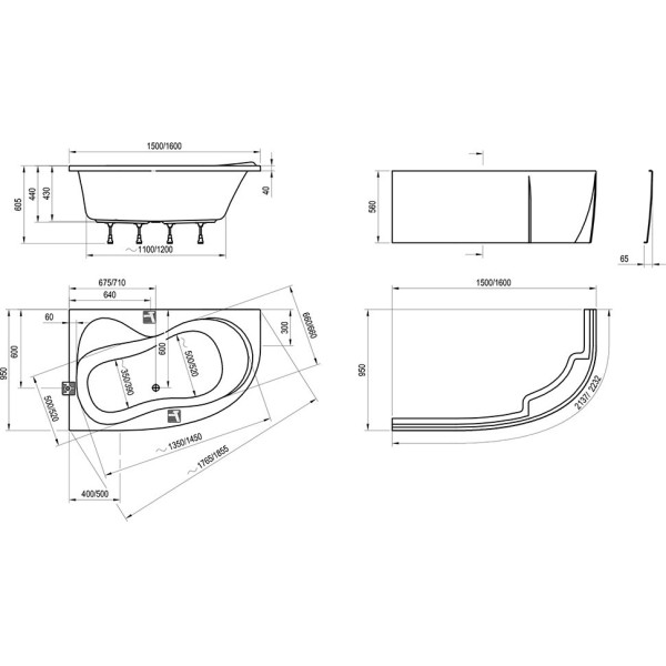 Ванна акриловая Ravak Rosa 95 160x95x43 белая правосторонняя (C581000000) Ванна акриловая Ravak Rosa 95 160x95x43 белая правосторонняя (C581000000)