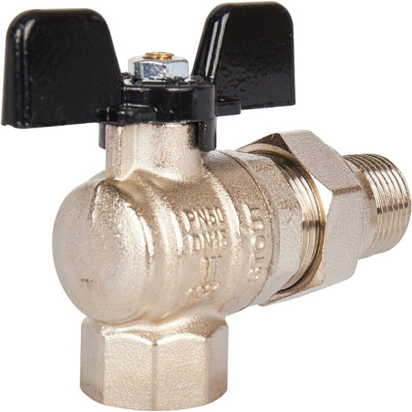 Кран угловой 3/4" шаровый со сгоном Stout (черная бабочка, полнопроходной) (SVB-0008-000020)