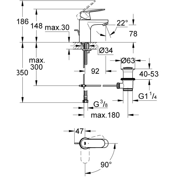 Смеситель для раковины Grohe Eurosmart Cosmopolitan (2337700E)