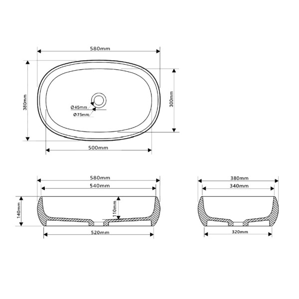 Раковина накладная Stein (белый матовый)
