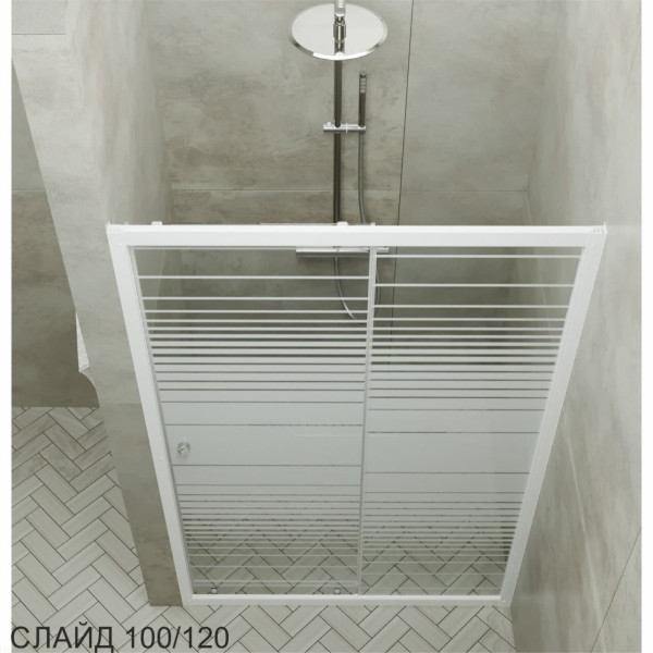 Душевая дверь Triton Слайд 1000*1850 стекло прозрачное с рисунком, профиль белый (DP75)