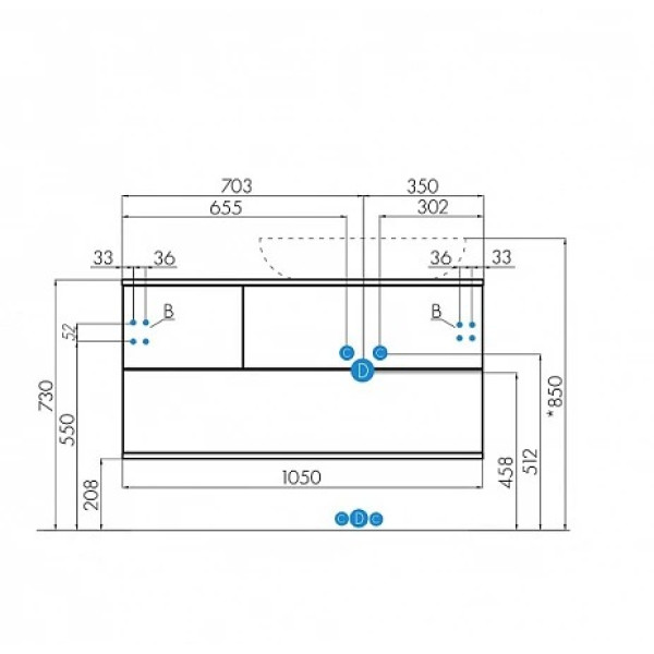Тумба-умывальник Aquaton Терра 105 Дуб Кантри/Антрацит/732700B000 Раковина Мила (1A2469K1TEKA0)