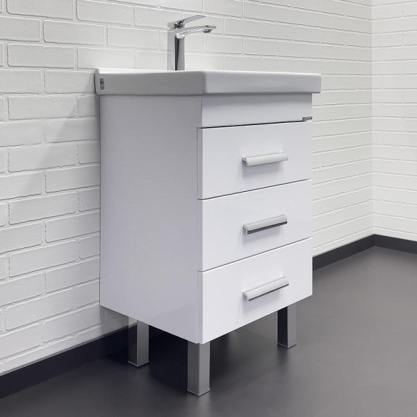 Тумба подвесная с раковиной Comforty Никосия 500x400x850 белый глянцевый (00-00018023)