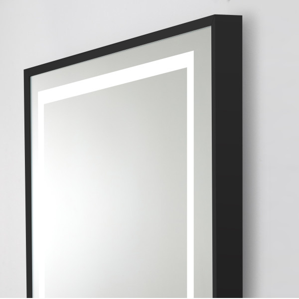 Зеркало BelBagno 500x32x800 в алюминиевой раме со встроенным светильником сенсорным выключателем и подогревом (SPC-KRAFT-500-800-LED-TCH-WARM-NERO)