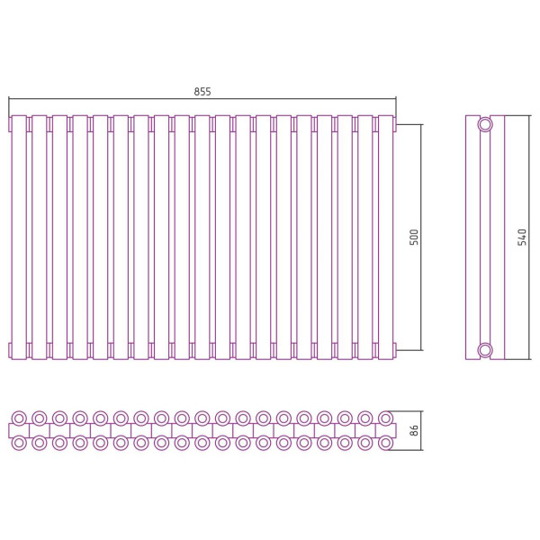 Дизайн-радиатор Сунержа Эстет-00 500*855 19 секций хром (00-0332-5019)