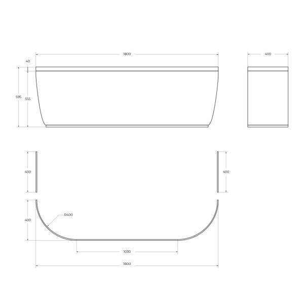 Экран фронтальный Cezares Metauro 180x40x59,5 белый (METAURO-wall-180-SCR-W37)