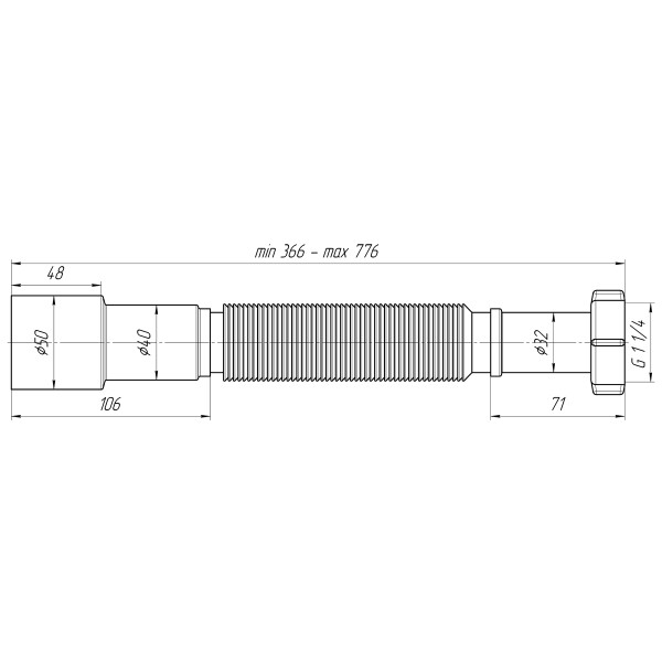 Отвод гофр. переходной 1 1/4"*40/50 АНИ (366-776 мм.) АНИ пласт (K206) Отвод гофр. переходной 1 1/4"*40/50 АНИ (366-776 мм.) АНИ пласт (K206)