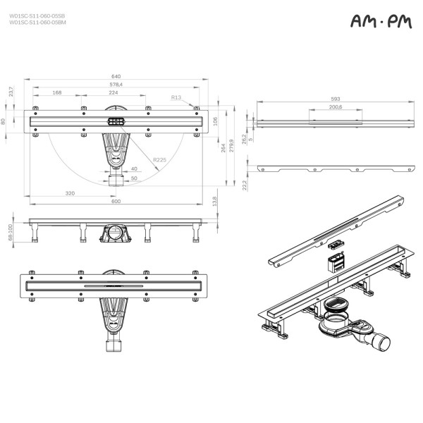 Душевой лоток AM.PM MasterFlow линейный универс затвор Slim line 60 см черн мат (W01SC-S11-060-05BM) Душевой лоток AM.PM MasterFlow линейный универс затвор Slim line 60 см черн мат (W01SC-S11-060-05BM)