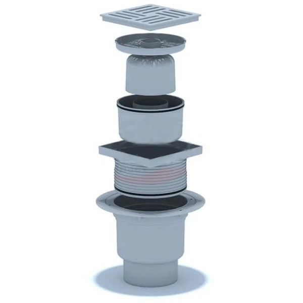 Трап вертикальный 110 мм. (150*150) АНИ регулируемый, с гидрозатвором (решетка пластик) АНИ пласт (TA1710)