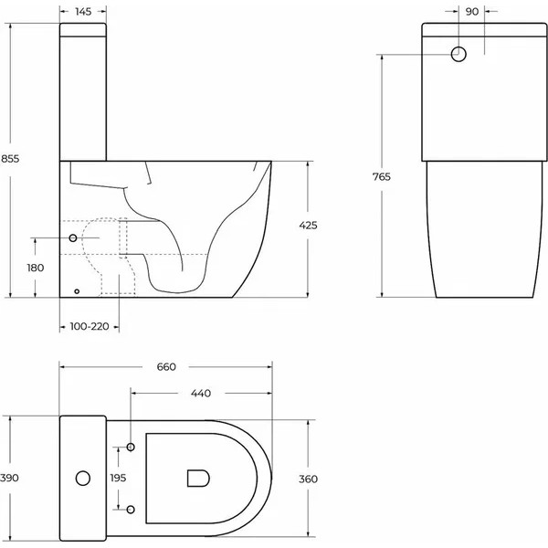 Чаша унитаза Sfera-r безободкового с сиденьем soft close P-trap (BB2141CPR/SC)