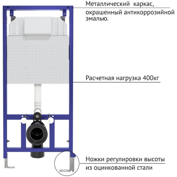 Инсталляция для подвесного унитаза Berges NOVUM O5 с клавишей (040265) черная