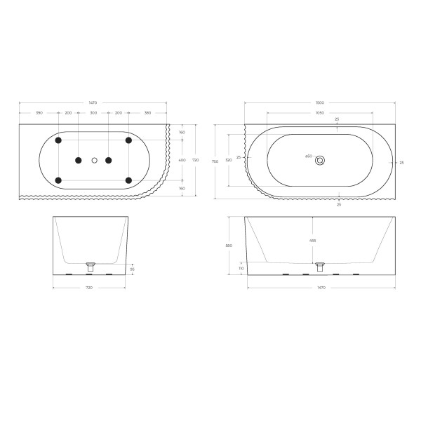 Ванна акриловая Belbagno Формат (UNO) 150x75x58 белая (BB714-1500-750-R) Ванна акриловая Belbagno Формат (UNO) 150x75x58 белая (BB714-1500-750-R)