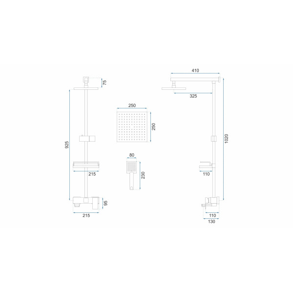 Душевая система с изливом Rea Jack Gold mat (REA-P7050)