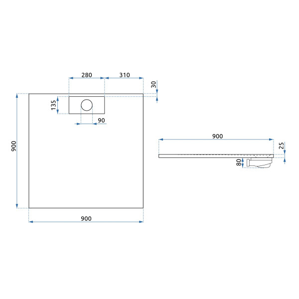 Душевой поддон REA Bazalt Black 90x90 (REA-K3307)