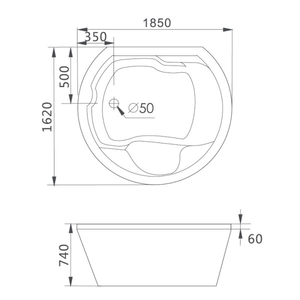 Ванна гидромассажная и аэромассажная Gemy G9053 K 1850х1620х740