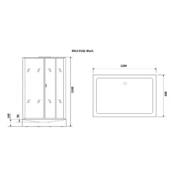 Душевая кабина Niagara Premium 1200*800*2100 стекло прозрачное, профиль черный (NG-6912-01QL BLACK)