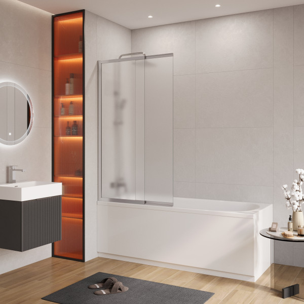 Душевая шторка для ванны Cezares Slider 100x7x150 стекло рифленое, профиль хром (SLIDER-VF-11-100/150-P-Cr)