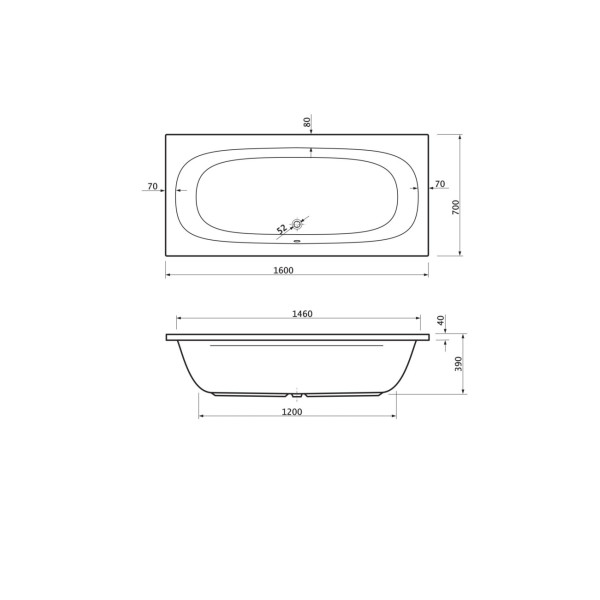 Ванна акриловая Cezares Piave 160x70x60 белый (PIAVE-160-70-42-W37)