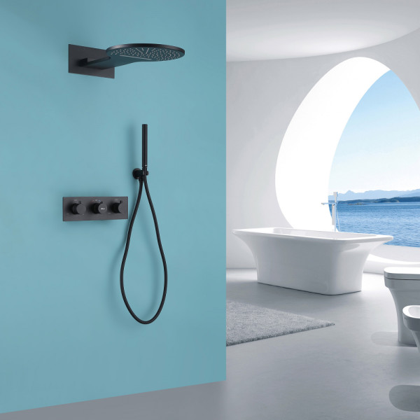 Душевая система Abber Wasser Kreis  черный матовый (AF8151B)