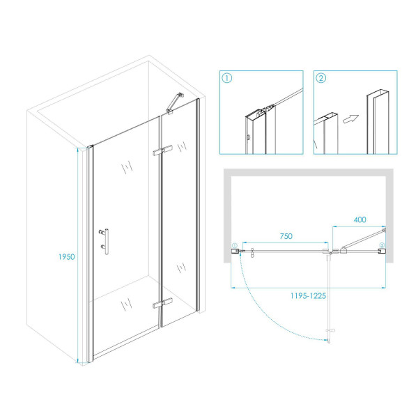 Душевая дверь RGW Passage 120x195 стекло прозрачное, профиль черный (41080712-84R) Душевая дверь RGW Passage 120x195 стекло прозрачное, профиль черный (41080712-84R)