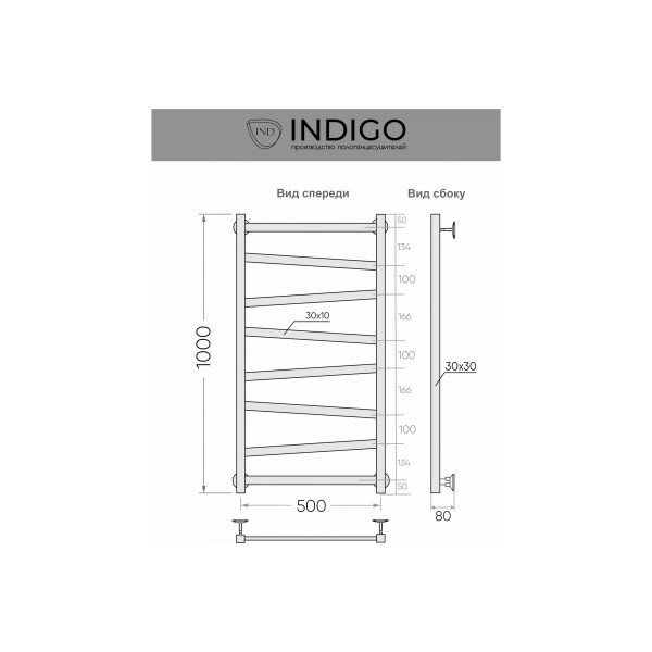 Полотенцесушитель водяной Indigo Element 100x50 к-3 Magnetic Gray (LEWPF100-50MGK3)