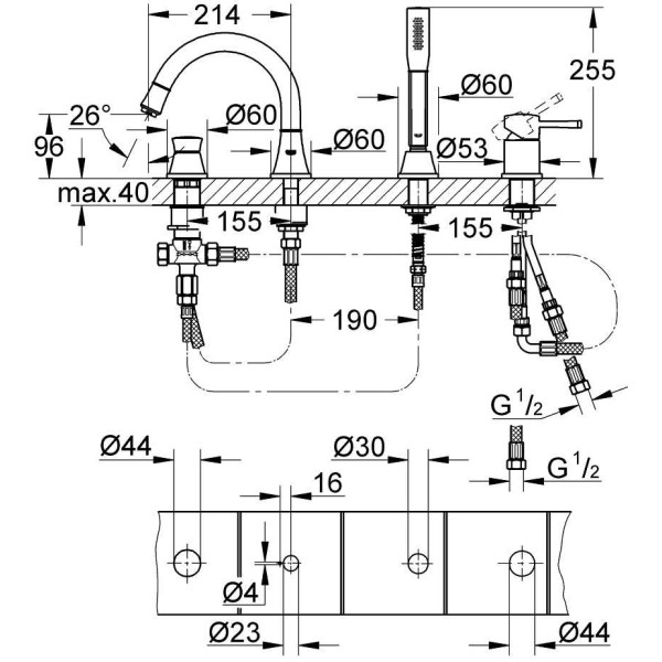 Смеситель для ванны и душа Grohe Grandera (19936IG0) Смеситель для ванны и душа Grohe Grandera (19936IG0)
