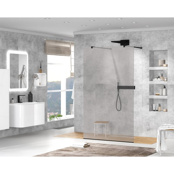 Душевая перегородка Cezares Liberta 80x195 стекло серый, профиль черный (LIBERTA-L-2-80-GR-NERO)