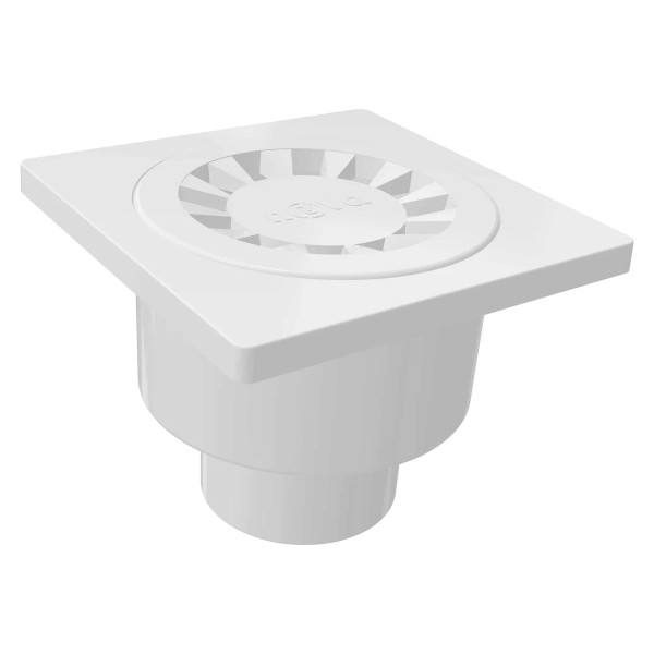 Трап вертикальный 50 мм. (100х100) Nova пластиковая решетка (белый) (5060)