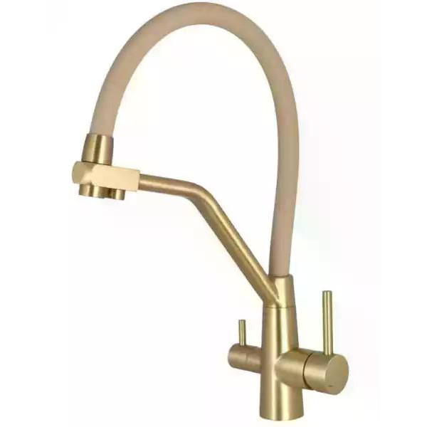 Смеситель для кухни Dlin переключатель на фильтр Золотой (D159321-J)