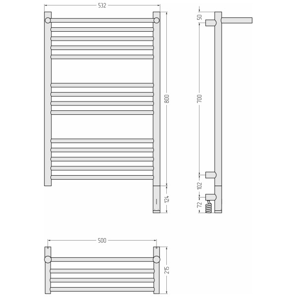 Полотенцесушитель электрический Сунержа Богема 3.1 800x500 с полочкой провод справа матовый белый (30-6007-8050)