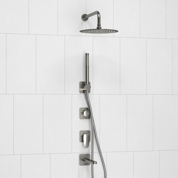 Смеситель для ванны и душа встраиваемый с верхней душевой насадкой, лейкой WasserKRAFT никель (A1451.273.274.097.121.275.100.276)