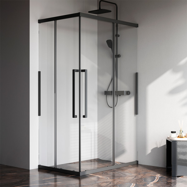 Душевой уголок AM.PM Func 117,8x77x200 стекло прозрачное, профиль черный матовый (W84G-403-12080-BТ)