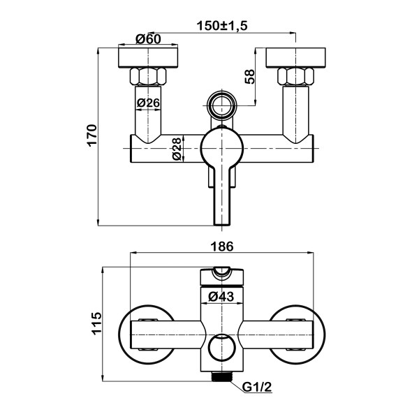 Смеситель для душа Swedbe Diana черный (1025B)