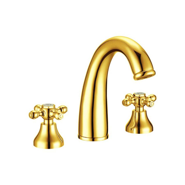 Смеситель для раковины на 3 отверстия Boheme Tradizionale Oro золотой (297)