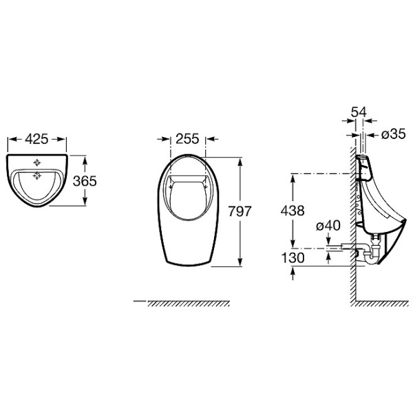 Писсуар подвесной Roca Euret 365х425х797 питание от батареек (35945E000) Писсуар подвесной Roca Euret 365х425х797 питание от батареек (35945E000)