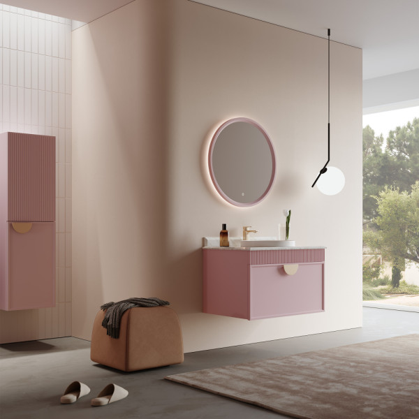 Тумба подвесная Orka Molino 820x550x530 с раковиной розовый матовый (5004612)