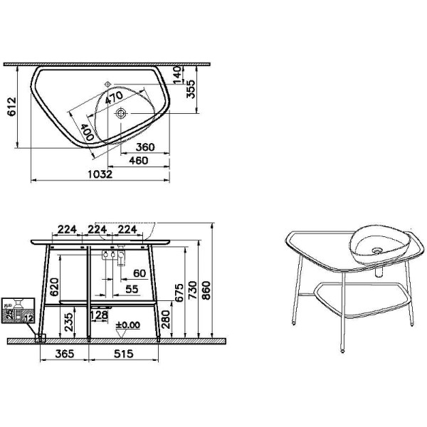 Cтолешница Vitra Plural 100 см правосторонняя, матовый белый (62581)