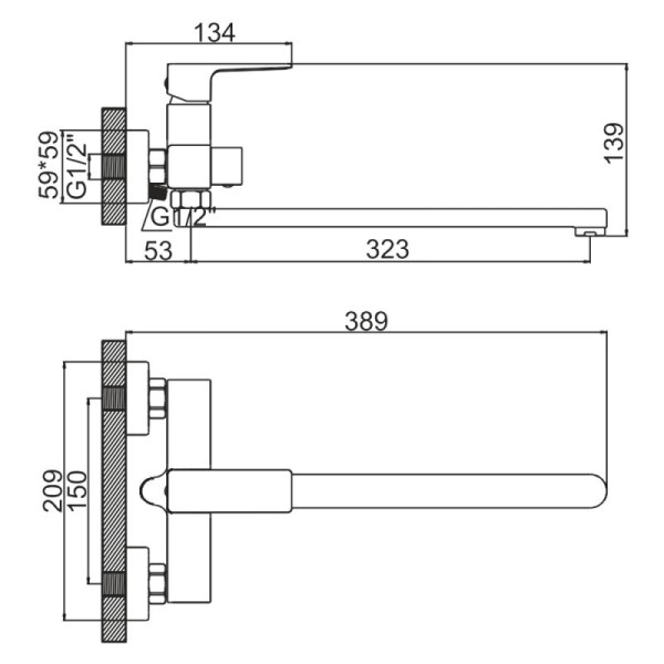 Смеситель для ванны и душа Ledeme черный (L2273B) Смеситель для ванны и душа Ledeme черный (L2273B)