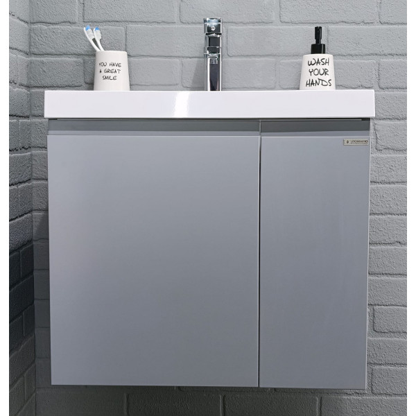 Тумба подвесная под умывальник Bazis 60 Graffo светло-серый матовый без ящика Домино (DGr2408T)