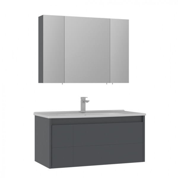 Тумба подвесная Orka Likya 1000x500x460 с раковиной антрацит матовый (5002489)