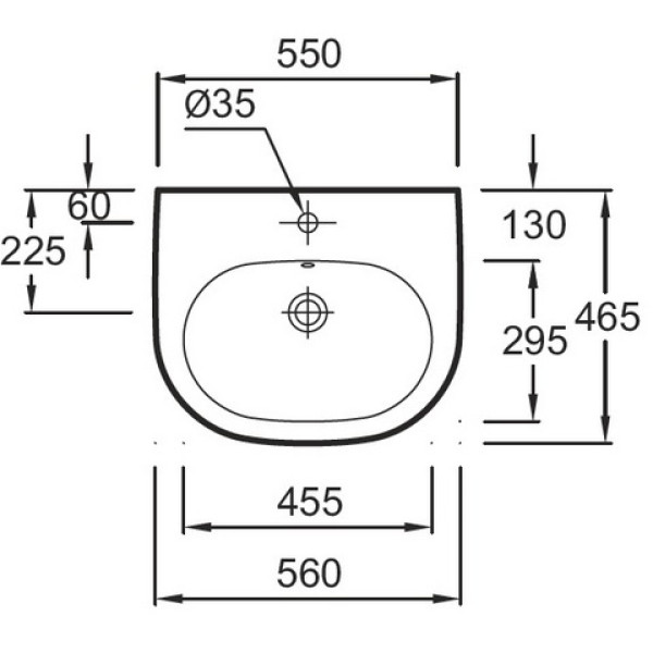 Раковина подвесная Jacob Delafon Kandel 560х465х180 (E1463-00)