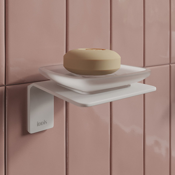 Мыльница матовое стекло сплав металлов Slide белый матовый Iddis (SLIWTG0i42)