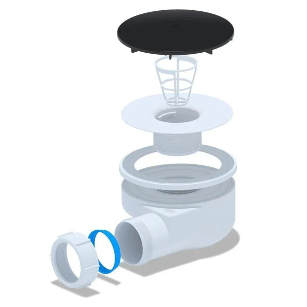 Сифон для душевого поддона АНИ 1 1/2"*90 (h=53 мм.) черный АНИ пласт (E350BL)