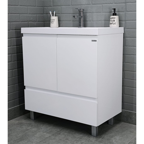 Тумба напольная Bazis 80 Graffo белый глянец Н1 Домино (DGr2402T)