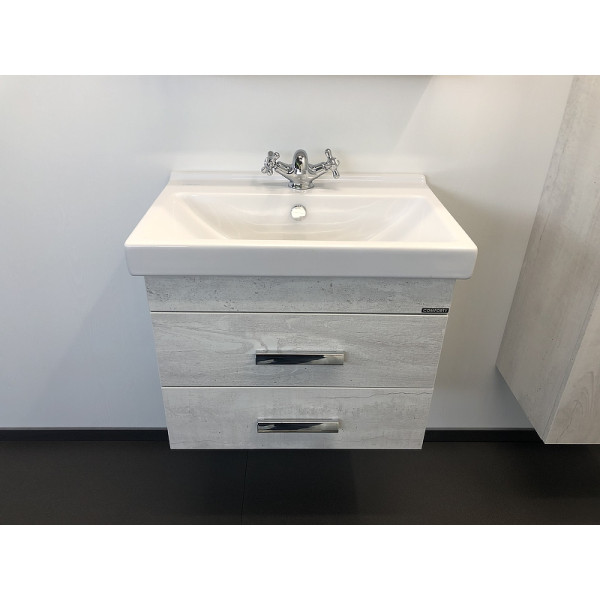 Тумба подвесная с раковиной Comforty Никосия 600x400x530 дуб белый (00004138879)