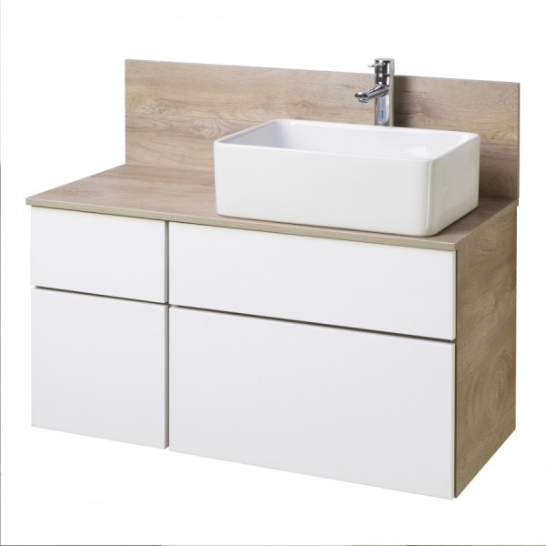 Тумба подвесная Aquaton Мишель 1000x450x504 дуб эндгрейн, белый (1.A244.1.01M.IX4.0)